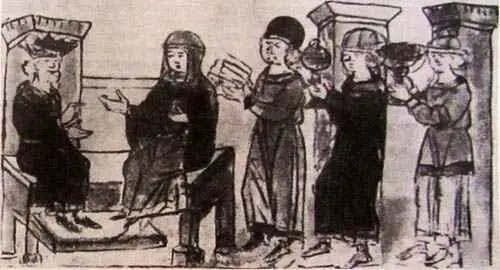 Ольга у византийского императора Миниатюра Радзивилловской летописи Киевская - фото 133