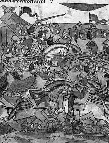 Ледовое побоище Миниатюра из русского летописного свода XVI века Бой начался - фото 26
