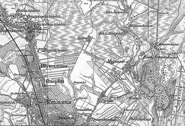 Обозначение выселка за фермой Бенуа на карте окрестностей Петрограда 1914 - фото 250