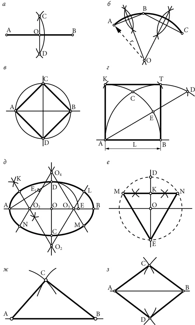 Рис 8 Простейшие геометрические построения а деление прямой на два равных - фото 8
