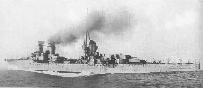 Легкий крейсер Раймондо Монтекукколи во время ходовых испытаний 1935 г - фото 75
