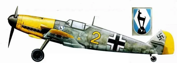 Messerschmitt Bf 109F2 Желтая 2 лейтенант Эрих Виебахн 3JG 51 июнь 1941 - фото 211