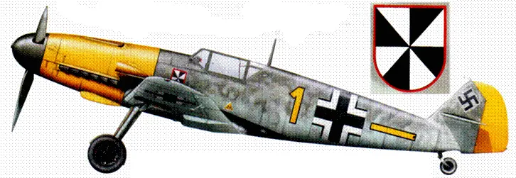 Messerschmitt Bf 109F2 Желтая 1 оберлейтенант Гейнрих Саннеманн 6JG 3 - фото 212