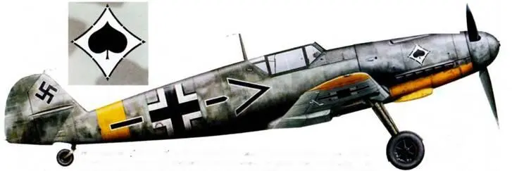 Messerschmitt Bf 109F2 WNr 7307 из StabJG 53 лейтенант Фран Шиесс июль - фото 216