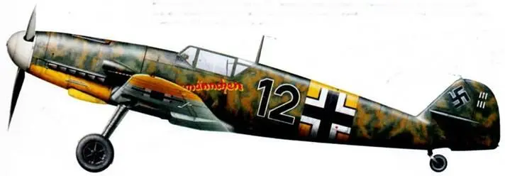Messerschmitt Bf 109F2 Черная 12 унтерофицера Питера Бремера из 2JG 54 - фото 226