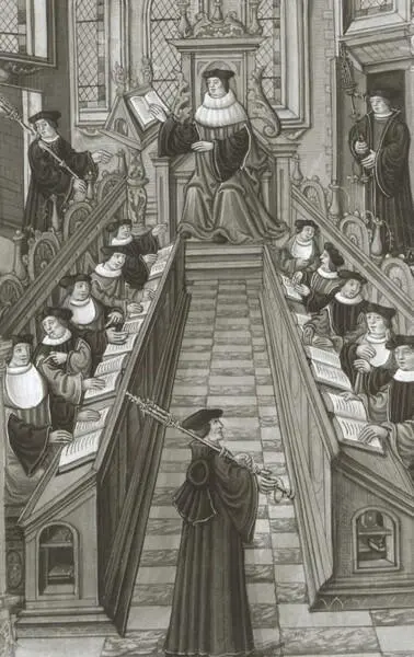 Встреча докторов Парижского университета Миниатюра манускрипта Королевские - фото 45
