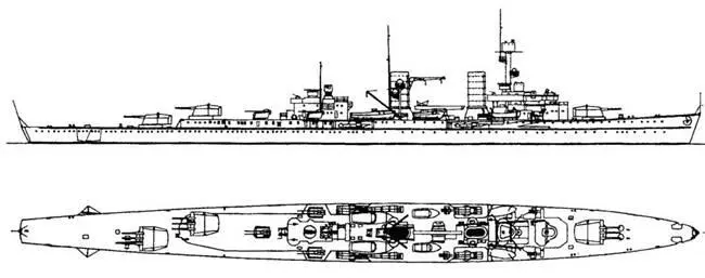 Легкий крейсер Кенигсберг 1939 г Наружный вид и вид сверху Залп - фото 54
