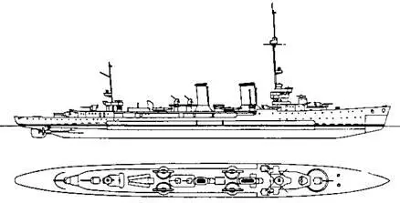 Наружный вид легких крейсеров типа FK 1 а Проект 1916 г - фото 57
