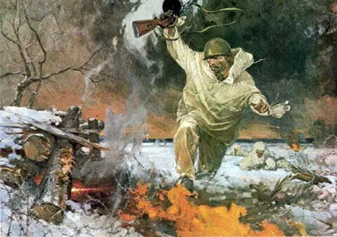 Подвиг младшего лейтенанта Николая Шевлякова Художник Семёнов А Н Как - фото 278