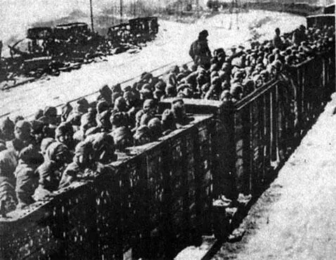 Зимой советских военнопленных перевозили в открытых вагонах для скота - фото 361
