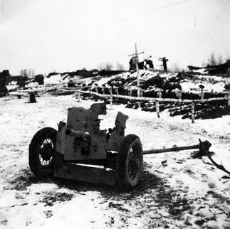 Наше орудие 45 мм на фоне немецкого военного кладбища Германия проиграла под - фото 385