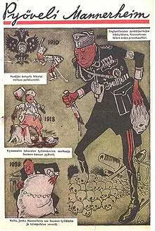 Советский пропагандистский плакат на финском языке рисующий Маннергейма - фото 432