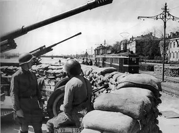 Зенитная батарея на Университетской набережной Ленинграда 28 августа 1942 - фото 268