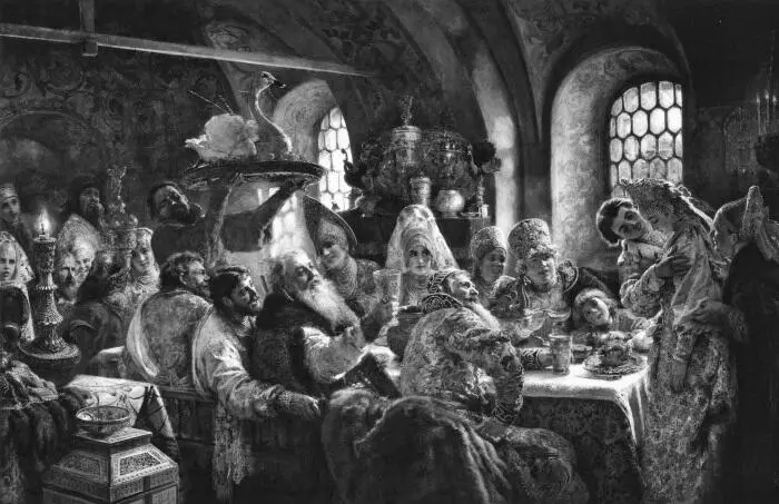 К Маковский Свадебный боярский пир 1883 г После того как невесту выкупили - фото 183