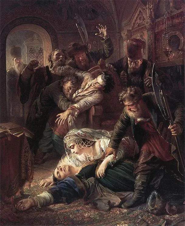 Агенты Дмитрия Самозванца убивают сына Бориса Годунова Художник К Е - фото 33