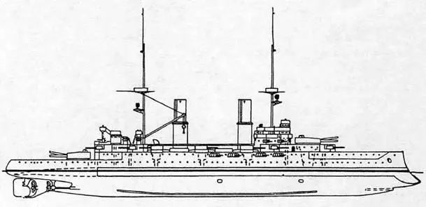 Броненосец Кайзер Фридрих III 1912 г Наружный вид Согласно - фото 57