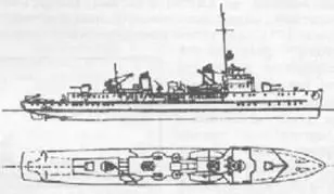 Эскортный корабль F7 Наружный вид и вид сверху 1939 г Эскортный - фото 63
