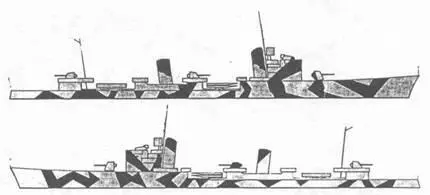 Эскадренный миноносец Антонио да Ноли Сентябрь 1942г Схема камуфляжной - фото 22