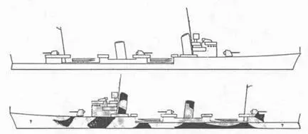 Эскадренный миноносец Уголино Вивальди 1943 г Схема камуфляжной окраски - фото 62