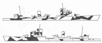 Эскадренный миноносец Николо Зено Ноябрь 1942 г Схема камуфляжной окраски - фото 65