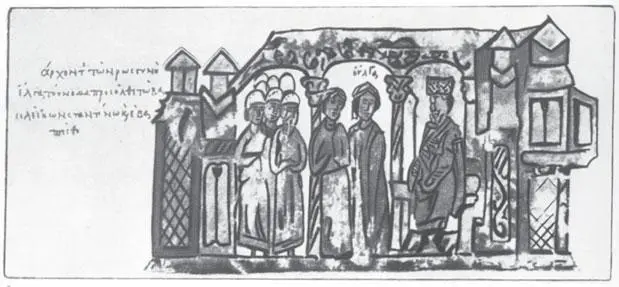 Переговоры княгини Ольги с византийским императором Миниатюра из Хроники - фото 262