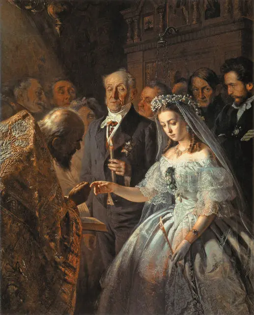 ВАСИЛИЙ ПУКИРЕВ Неравный брак 1862 Государственная Третьяковская галерея - фото 204