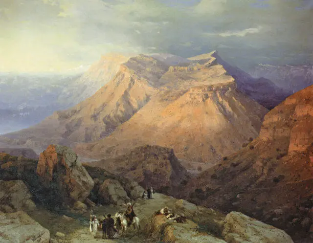 ИВАН АЙВАЗОВСКИЙ Аул Гуниб в Дагестане Вид с восточной стороны 1869 - фото 216
