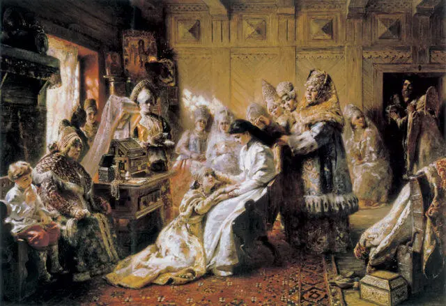 КОНСТАНТИН МАКОВСКИЙ Под венец 1884 Серпуховской Художественный музей - фото 238