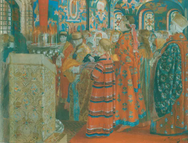 АНДРЕЙ РЯБУШКИН Русские женщины XVII столетия в церкви 1899 Государственная - фото 387