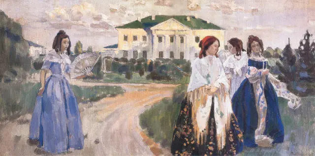 ВИКТОР БОРИСОВМУСАТОВ Прогулка при закате 1903 Государственный Русский - фото 475