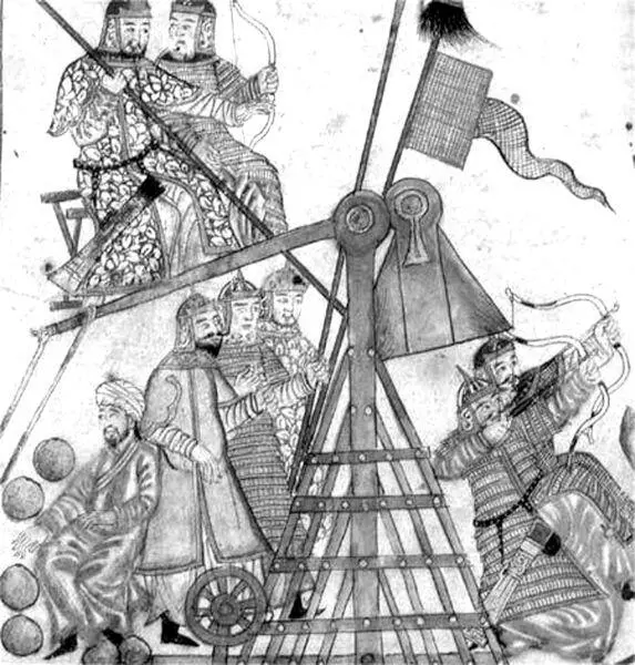 Рис 2 Осадная машина монголов манджаник Персидская миниатюра Рис 3 - фото 2