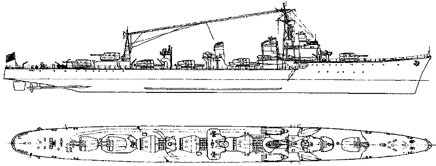 Эскадренный миноносец Симакадзе 1943 г Наружный вид и вид сверху - фото 76