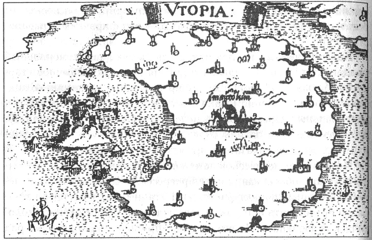 Карта острова Утопия Иллюстрация в книге Т Мора XVI века Мы не станем - фото 66