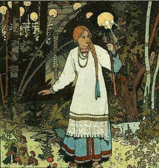 Василиса Прекрасная Иллюстрация ИЯ Билибина 1899 Смертоносный череп ведет - фото 31