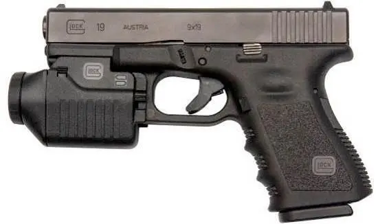 Австрийский 9мм пистолет Glock 19 с тактическим фонарем Кроме того Купер - фото 622