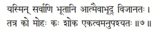 yasmin sarvāṇi bhūtāni ātmaivābhūd vijānataḥ ǀ tatra ko mohaḥ kaḥ śoka - фото 20