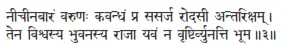 nīcīnabāraṁ varuṇaḥ kavandhaṁ pra sasarja rodasī antarikṣam ǀ tena viśvasya - фото 273