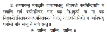 OM āpyāyantu mamāṅgāni vākprāṇaścakṣuḥ śrotramatho balamindriyāṇi ca sarvāṇi - фото 2