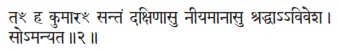 taḿ ha kumāraḿ santaṁ dakṣiṇāsu nīyamānāsu śraddhāviveśa ǀ somanyata ǁ - фото 39