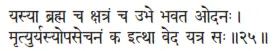 yasyā brahma ca kṣatraṁ ca ubhe bhavata odanaḥ ǀ mṛtyuryasyopasecanaṁ ka - фото 91