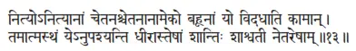 nityonityānāṁ cetanaścetanānāmeko bahūnāṁ yo vidadhāti kāmān ǀ tamātmasthaṁ - фото 136