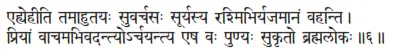 ehyehīti tamāhutayaḥ suvarcasaḥ sūryasya raśmibhiryajamānaṁ vahanti ǀ priyāṁ - фото 172