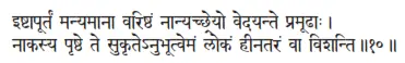 iṣṭāpūrtaṁ manyamānā variṣṭhaṁ nānyacchreyo vedayante pramūâhāḥ ǀ nākasya - фото 176