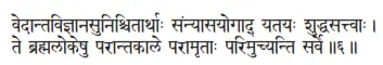 vedāntavijñānasuniścitārthāḥ saṁnyāsayogād yatayaḥ śuddhasattvāḥ ǀ te - фото 217