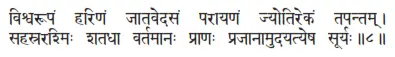 viśvarūpaṁ hariṇaṁ jātavedasaṁ parāyaṇaṁ jyotirekaṁ tapantam ǀ sahasraraśmiḥ - фото 244