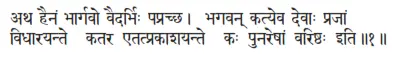 atha hainaṁ bhārgavo vaidarbhiḥ papraccha ǀ bhagavan katyeva devāḥ prajāṁ - фото 253
