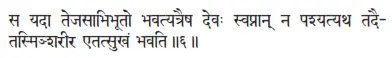 sa yadā tejasābhibhūto bhavatyatraiṣa devaḥ svapnān na paśyatyatha tadai - фото 283