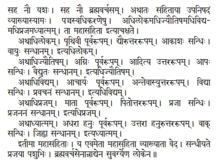 saha nau yaśaḥ ǀ saha nau brahmavarcasam ǀ athātaḥ saṁhitāyā upaniṣadaṁ - фото 306