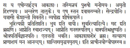 sa ya eṣontarhṛdaya ākāśaḥ ǀ tasminnayaṁ puruṣo manomayaḥ ǀ amṛto hiraṇmayaḥ - фото 309
