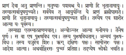 prāṇaṁ devā anu prāṇanti ǀ manuṣyāḥ paśavaśca ye ǀ prāṇo hi bhūtānāmāyuḥ ǀ - фото 319